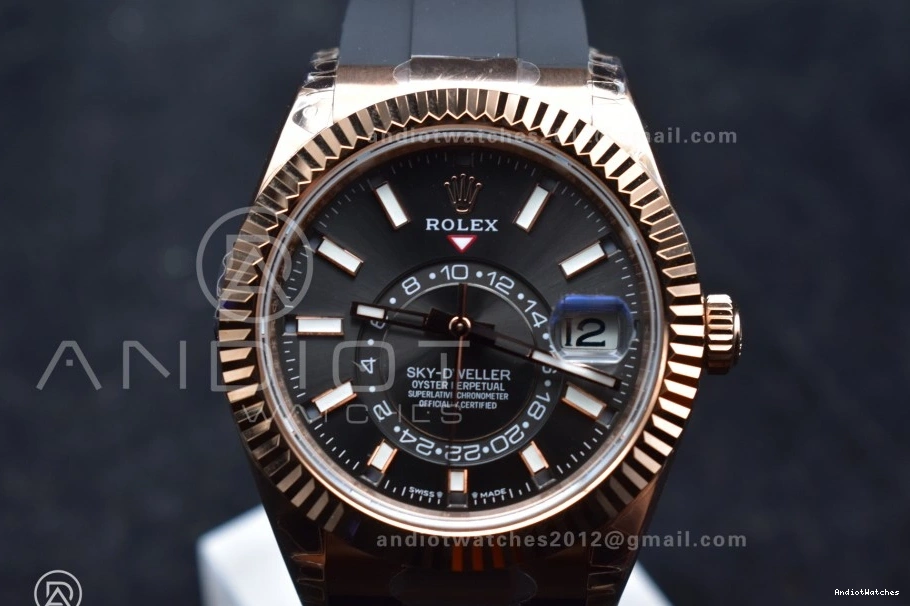 1104 RG Upgraded Gray Oysterflex Noob on A23J Strap Dial Best Skydweller Edition 0123